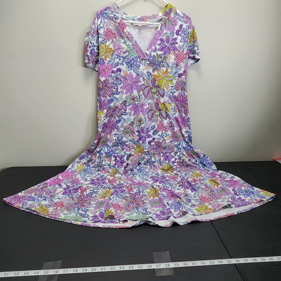 Jude Connally Libby Dress Paisley Purple Tiered Midi  XL - Picture 2 of 9